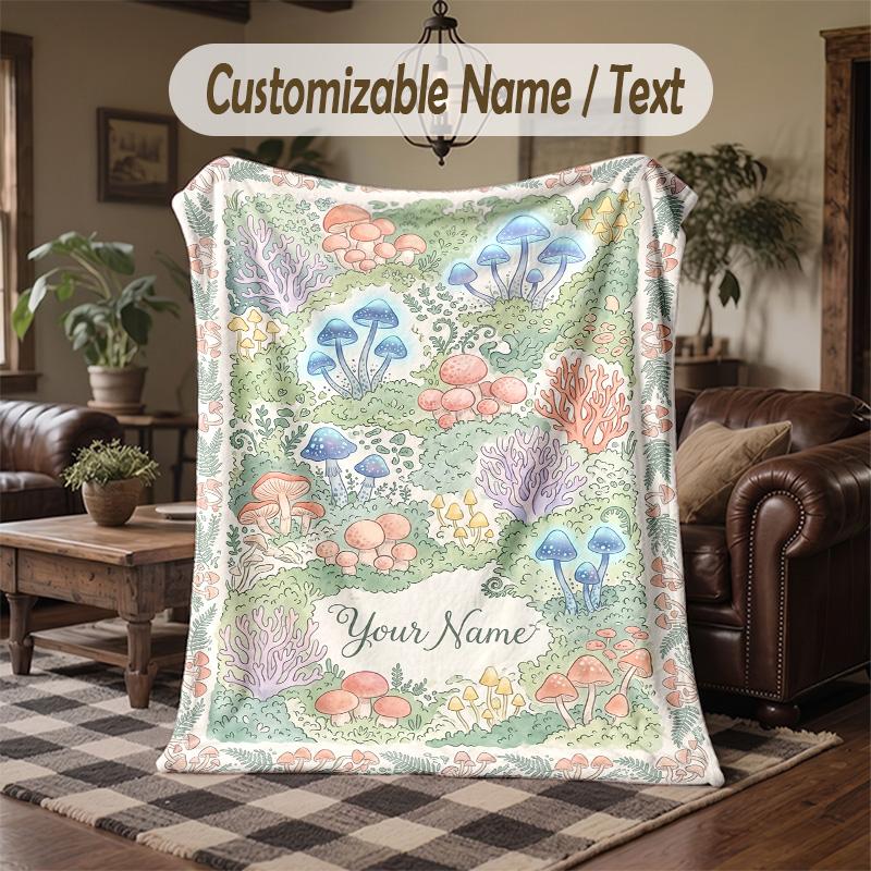 Mystical Moth Key Artwork Theme Throw Blanket Custom Name Text Personalized Blanket Soft Cozy Blanket for Home Sofa Bed