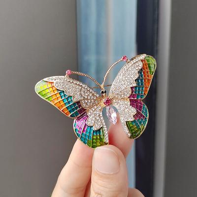 Fashion Color Exquisite Butterfly Brooch Light Luxury Temperament Color Glaze Diamond Corsage High-End Elegant Personality Shawl Buckle