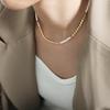 Hot Sell Trendy Flat Gold Beads Natural Freshwater Pearl 14K Gold Filled Ladies Short Chain Necklace Birthday Gifts No Fade
