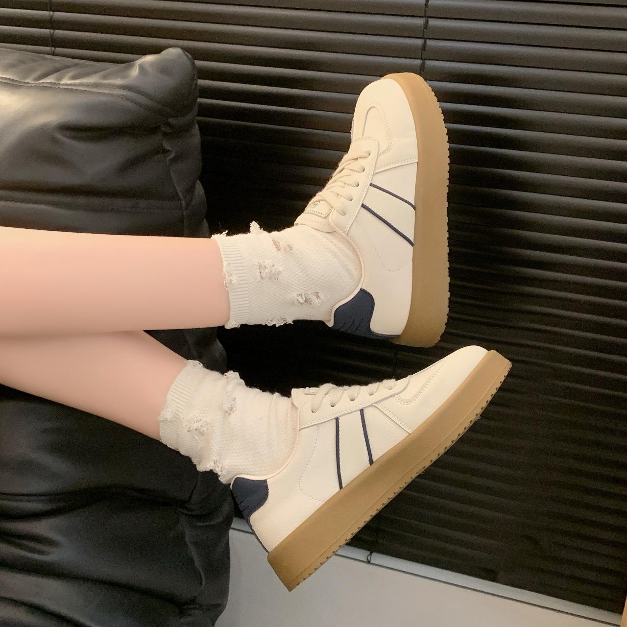 

Универсальные студенческие туфли на высокой платформе для поездок на работу, белые туфли для женщин, новинка 2025 года, легкие туфли для отдыха и спорта 40 синий