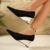 Retro Leopard Print Medium Heel Light Mouth Single Shoes Women's Cross-border Spring and Autumn Models Wedge Heel Fashion Shoes High Heels