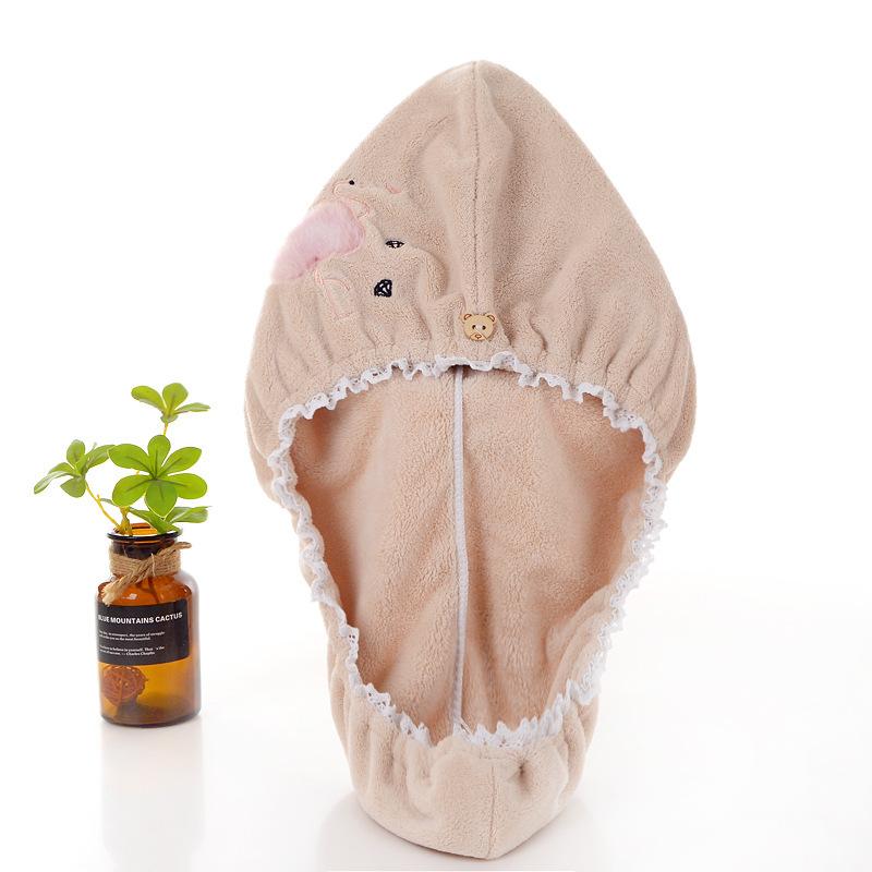 

Новый милый женский платок на голову с фламинго, утолщенный, хорошо впитывающий, эластичная кружевная окантовка, коралловый флис, полотенце для сушки волос, шапочка для сушки волос 25*65 хаки