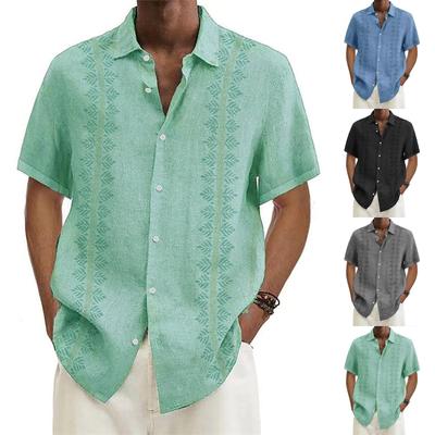 Designer Frühling Sommer Herren Casual Baumwolle Leinen Einfarbig Kurzarm Hemden Lose Hemden