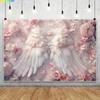 Pink White Art Flowers Butterfly Wing Backgrounds for Photographs Baby Shower Newborn 1st Birthday Party Decor Photo Backdrop