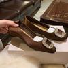 Rhinestone square buckle small square head satin shallow mouth inner height increase single shoes women's spring new commuter shoes