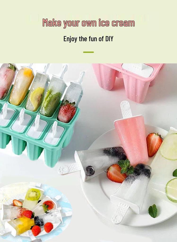 Silicone Ice Cream Mold: 10, 6, 4, 12 Cavities, Easy Release, Food Grade for Homemade Popsicles