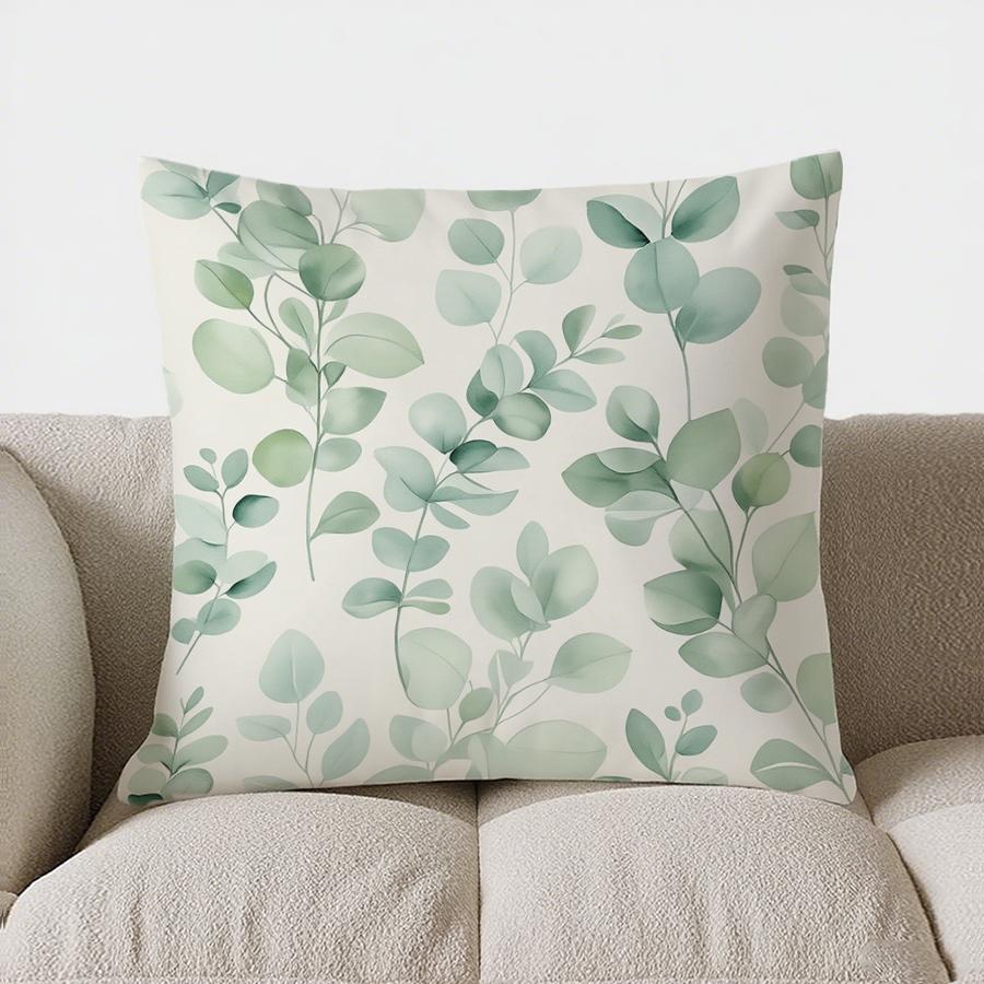 Home Decor Elegant Eucalyptus Leaf Pattern Throw Pillow Pattern Cushion Cover Suitable For Sofa Bedroom Car Pillow Cover