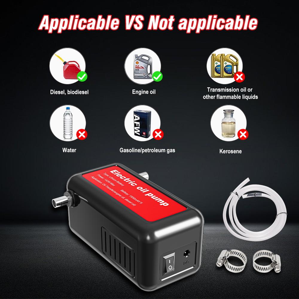 21V 140W Taşınabilir Yağ Pompası Şarj Edilebilir Elektrikli Yağ Transfer Çıkarıcı Yüksek Güçlü Yakıt Emiş Pompası
