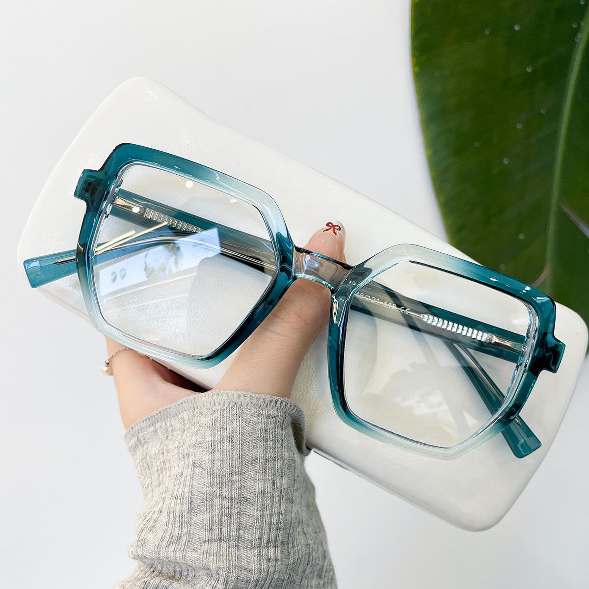 

Очки в квадратной оправе Tide с большой оправой Tr90 с плоским светом, персонализированные очки с защитой от синего света и очками для близорукости anti-blue light бирюзовый