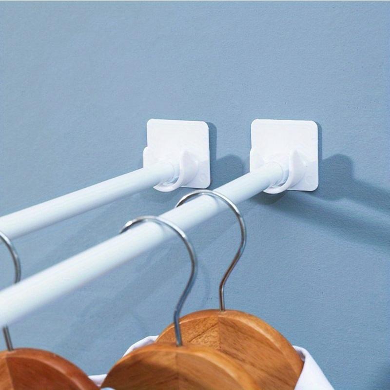2pcs Strong Curtain Rod Bracket Holders Hooks Self-adhesive Adjustable Curtain Fixing Clip Punch-free Household Pole Support