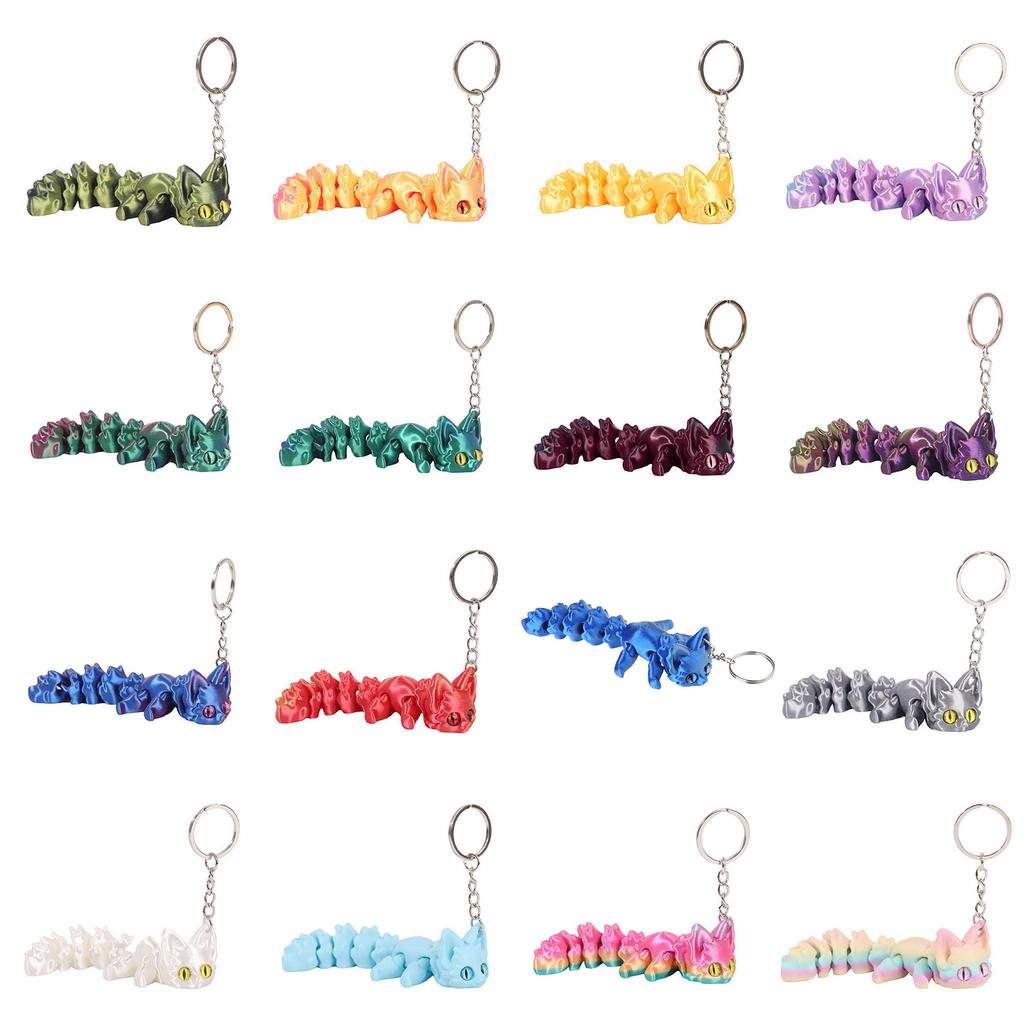 Brelok do kluczy z nadrukiem 3D w kształcie lisa z ruchomym ogonem Kreatywne projektowanie Ozdobny brelok do torby Modny dodatek do prezentu