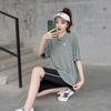 Women's Plus Size Yoga Set: Loose Short Sleeve T-Shirt & Gym Shorts