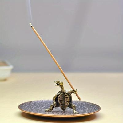 A Battle Turtle Incense Holder - a Medieval Duel Scene, Sturdy Metal Incense Tray, Suitable for Home, Office, Meditation