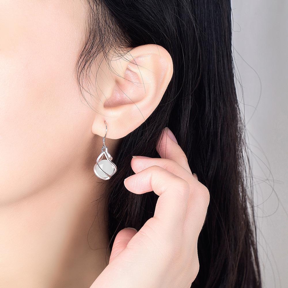 Retro Ear Hook Water Drop Temperament Cat's Eye Stone Women's Model Earrings