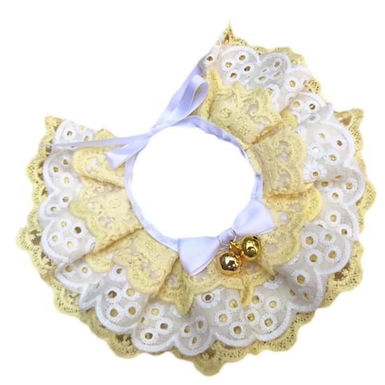 Pet Dog Cats Puppy Three-layer Lace Bowknot Bell Collar Bib Necklace Neck Strap