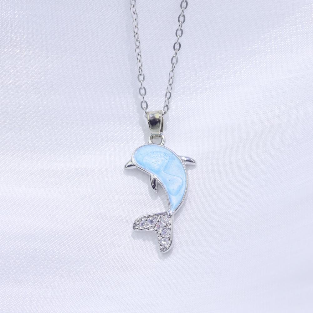 Simple Dolphin Zirconia Pendant Necklaces for Women New Fashion Wedding Party Necklace Jewelry Accessories