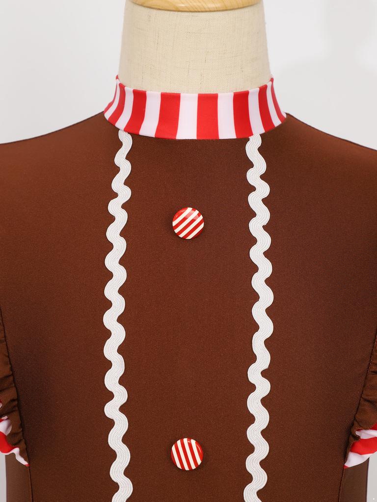 Jenters pepperkakedrakt juletema flygeermer stripedesign tutukjole dansefest utkledning