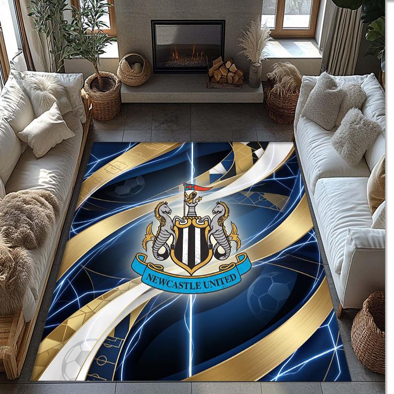 Tappeto in Velluto di Cristallo con Stampa di Calcio del Newcastle United, Comodo Assorbente d'Acqua Antiscivolo Tappeto per Pavimento Interno
