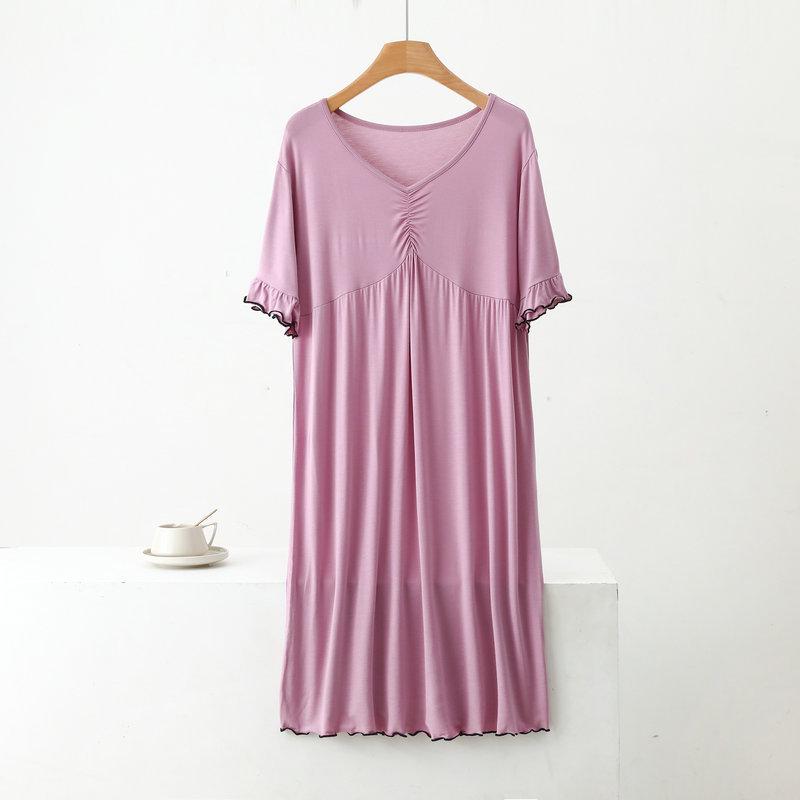 

Лето 2023 года, платье-трапеция из модала длиной до колена – облегающая, свободная, плиссированная ночная рубашка для дома XXL