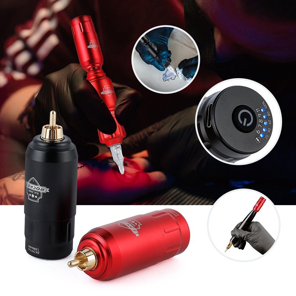 1200mAh Wireless Rocket Tattoo Power Supply RCA Connector For Tattoo Rotary Machine Pen Voltage Display Type-C