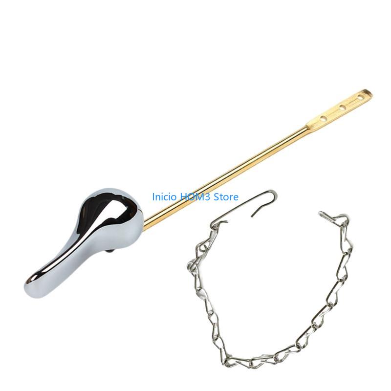 A5YD Toilet Tanks Flush Lever Replacement Flush Handle Trip Lever with Flapper Chain CN