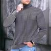 Herbst und Winter Herren einfarbiger Rollkragenpullover Modischer Zopfmuster-Pullover Warmer Unterzieher Strickpullover