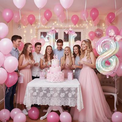 New 40Inch Birthday Number Ballons Colorful Gradient 0-9 Digit Jumbo Number Balloon Foil Helium Balloon Princess Birthday