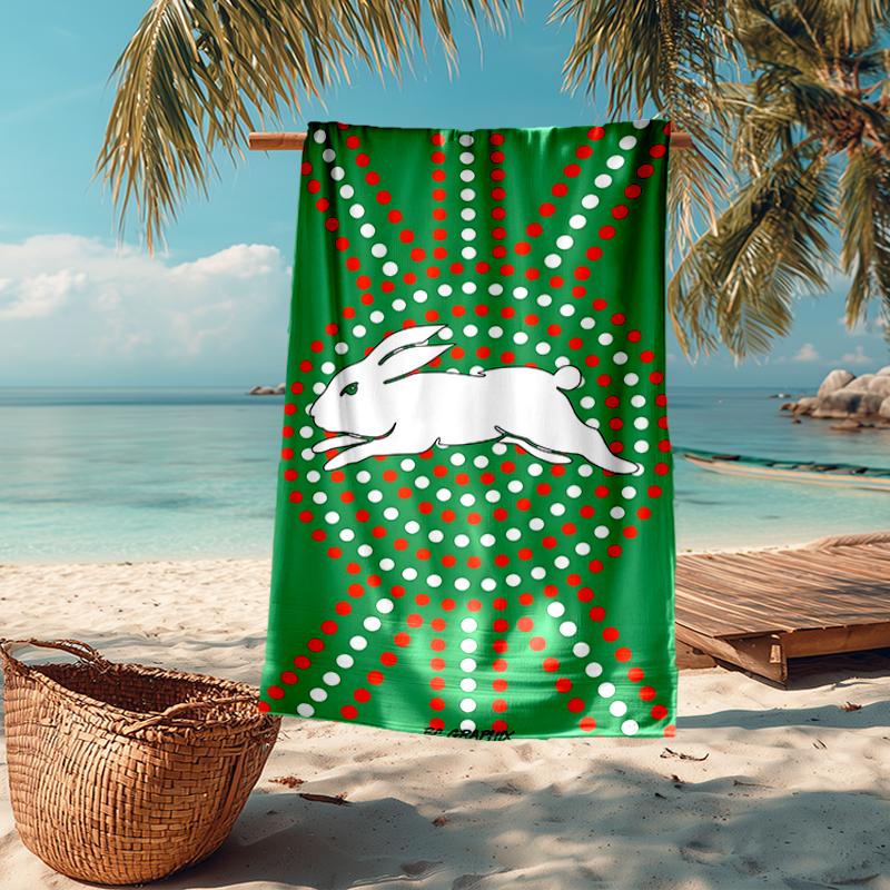 South Sydney Rabbitohs Fashion Beach Towel: Ideal for Summer Adventures Soft, Absorbent and Quick Drying Suitable for Swimming and Bathing