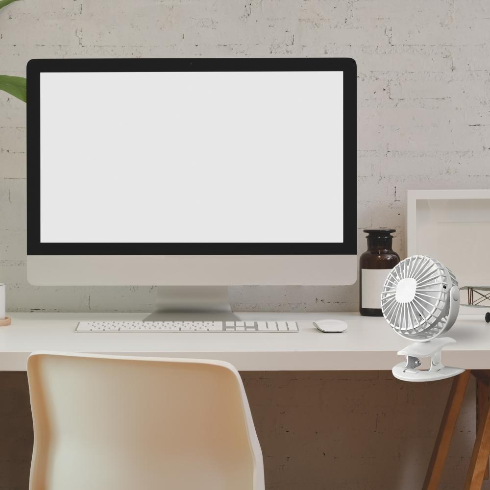 LED fan clip standing desk white illuminated usb fan