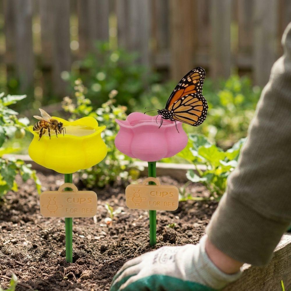 Plastic Bee Watering Station Colorful Animals Feeder Insect Drinking Device Pollinator Friendly