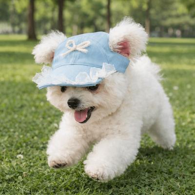 Adjustable Strap Beach Visor Hat with Ear Holes Pet Baseball Cap  Sunscreen Protection