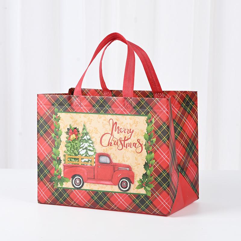 4/12pcs Christmas Gift Bags Tote Bags with Handles Reusable Non-Woven Shopping Bags for Xmas Gifts Wrapping Holiday Party Decors