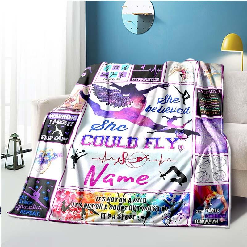 Gymnast Customize Your Name Blanket Used For Chair Office Sofa Bed Camping Soft And Warm Giving Friends And Relatives Birthday Graduation Gift
