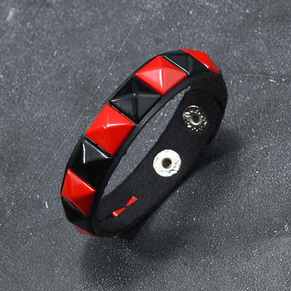 Осенний браслет унисекс в уличном стиле с квадратными заклепками, разноцветный