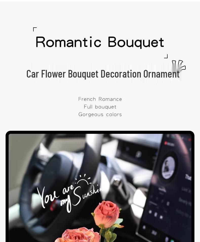 Burnt Edge Rose Imitation Oil Painting for Car Interior Decoration – Cup Holder Floral Ornament