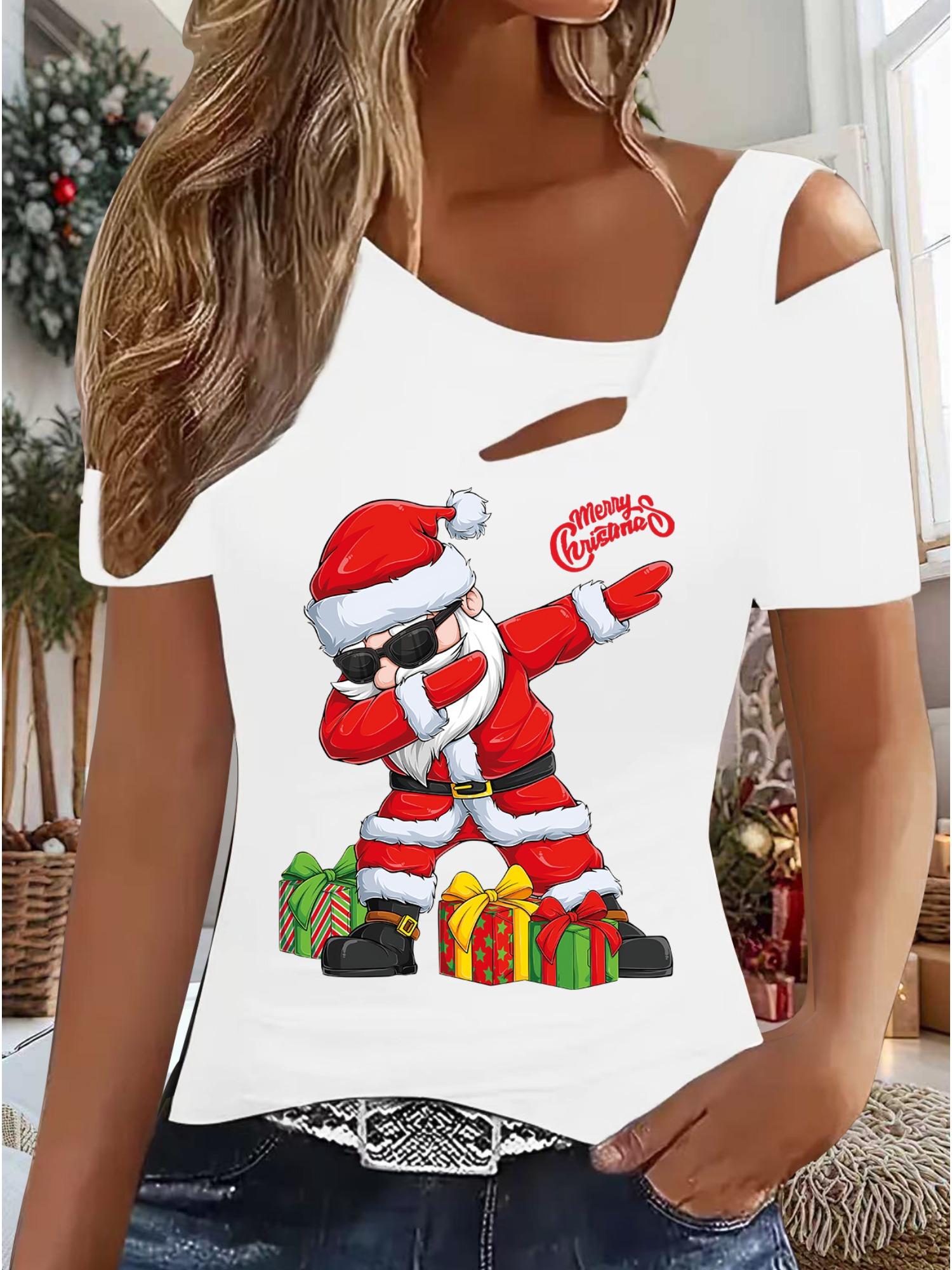 

Женский Новый Повседневный Топ Рождество Хэллоуин Рождественский Подарок Топы Рубашка Блузка XXL белый