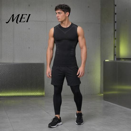Kalorienverbrennendes Kompressions-Tanktop für Herren, Hohe Dehnbarkeit, Schnelltrocknend, Athletisch für Basketball, Kernstraffung, Training, Laufen, Haltungskorrektor