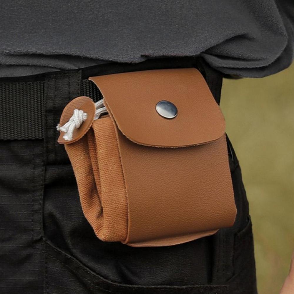 Collapsible Canvas Storage Bag PU Leather Outdoor Foraging Bag Garden Picking Pouch  Tool Storage