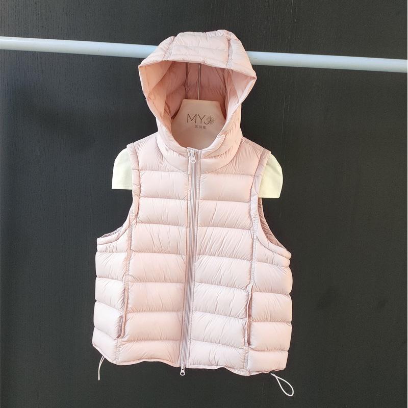 Autumn and winter duck down ribs down vest women's short hooded vest jacket