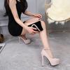 Women Sexy Nightclub Waterproof Platform High Heels Suede Round Toe Strap Sandals