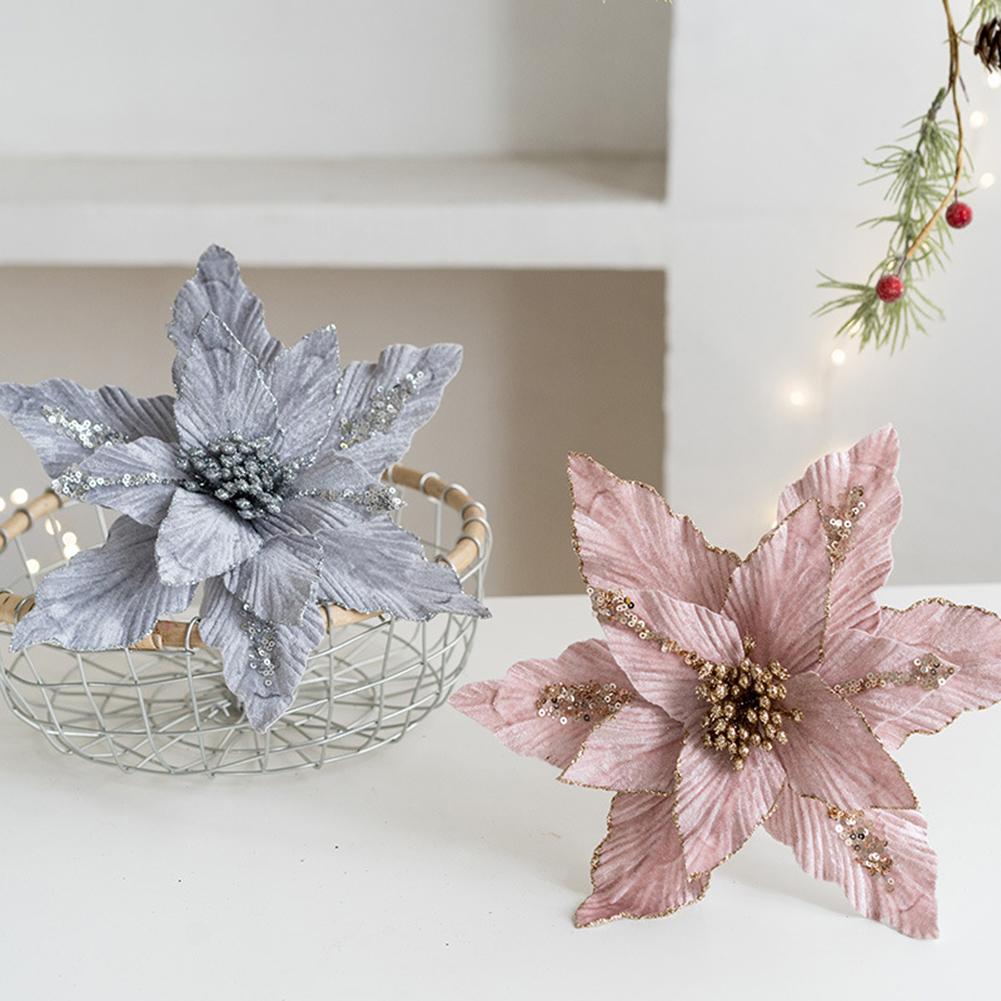 Christmas Flower Christmas Tree Decoration Sequin Flannel Decoration Adjustable