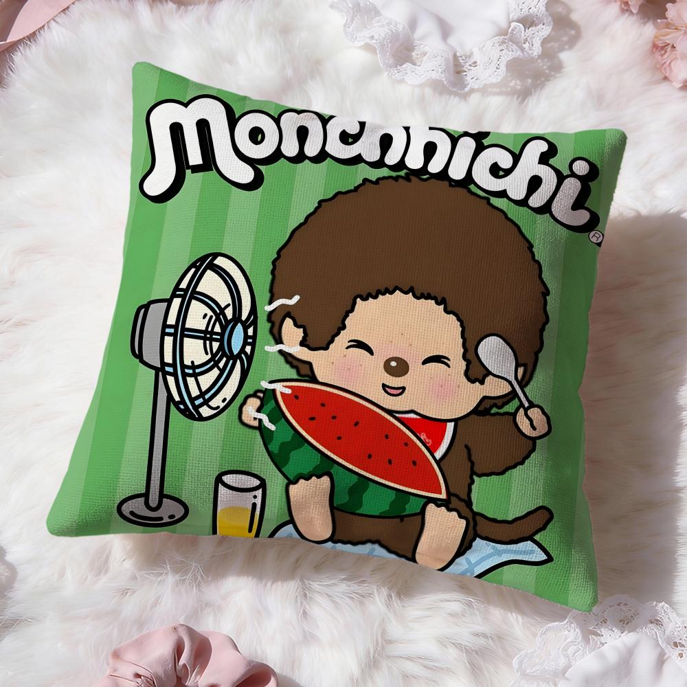 Tecknad M-Monchhichi Kuddfodral Premium Komfort Vändbart Kuddfodral - Två i Ett Design för Alla Rum & Bilinteriör
