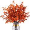 8-piece Orange Artificial Flower Set, 49cm Size, 140g Weight, Silk Flowers Plastic Iron Wire Material, 32*18*4 Cm Package Size,