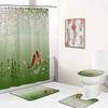Chinese Style Shower Curtains Lotus Koi Bamboo Chinese Ink Painting Bathroom Curtain Vintage Bath Decorations For Home