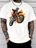 Unisex Crew Neck Tee Cool Motocross Rider Jump Bike Print Short Sleeve Oversized Male Daily Casual Soft Breathable Basic Wear Top