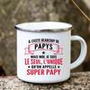 Super Papy Print Mugs Creative Coffee Cups Drink Water Tea Camping Cup Enamel Mug Outdoor Home Handle Drinkware Gift for Grandpa