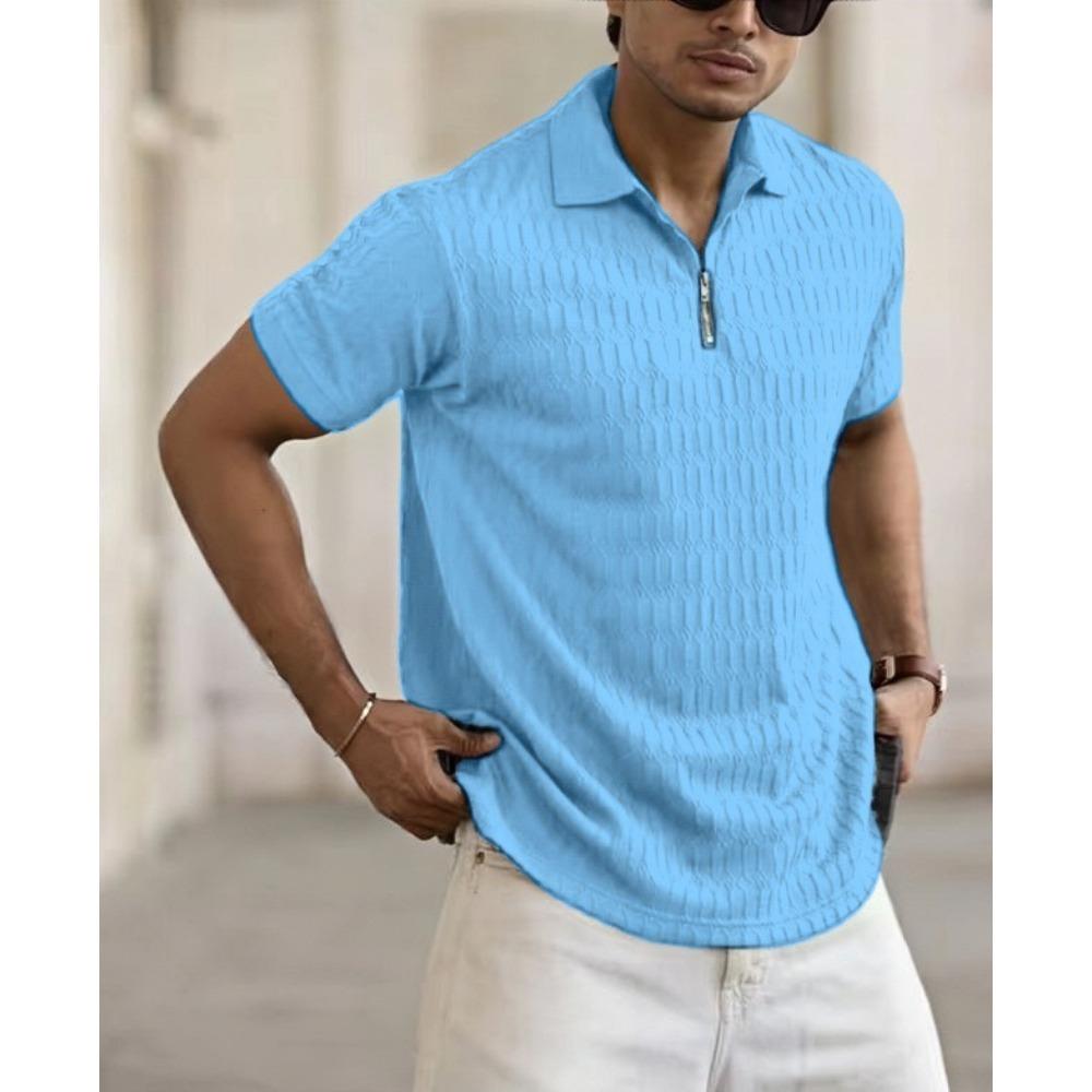 2025 Summer POLO Shirt Zipper Men's Jacquard Sports T Shirt