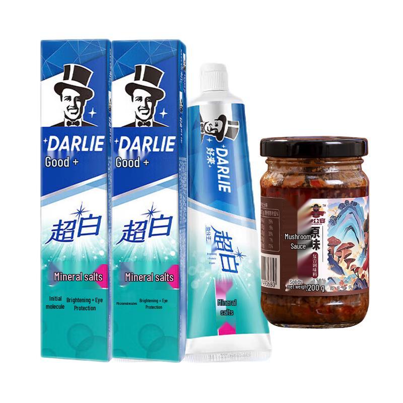 Darlie Super White Mineral Salt Toothpaste Duo with Bonus Original Mushroom Sauce