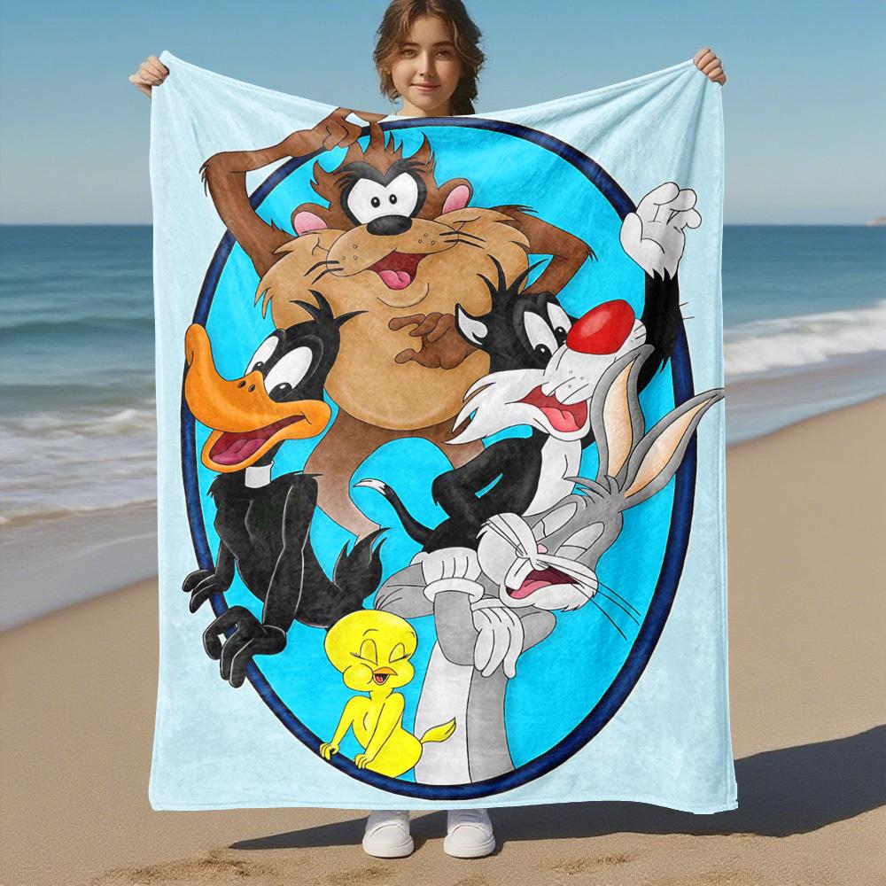 1pc Cartoon charactersOutdoor Flannel Blanket Soft Plush Decor for Picnics, camping,Bedroom, Playroom, or Lunch Breakn1168A