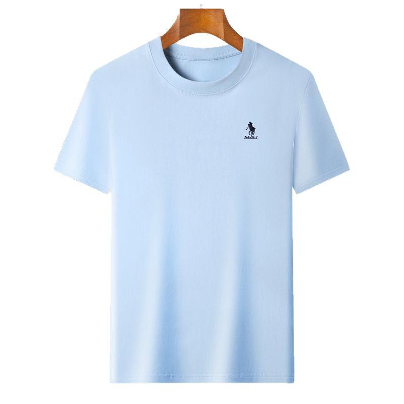 Paul Men's 100% Cotton Crew Neck Embroidered Summer T-Shirt - Sweat-Absorbent, Breathable, Casual Short Sleeve for Middle-Aged Men